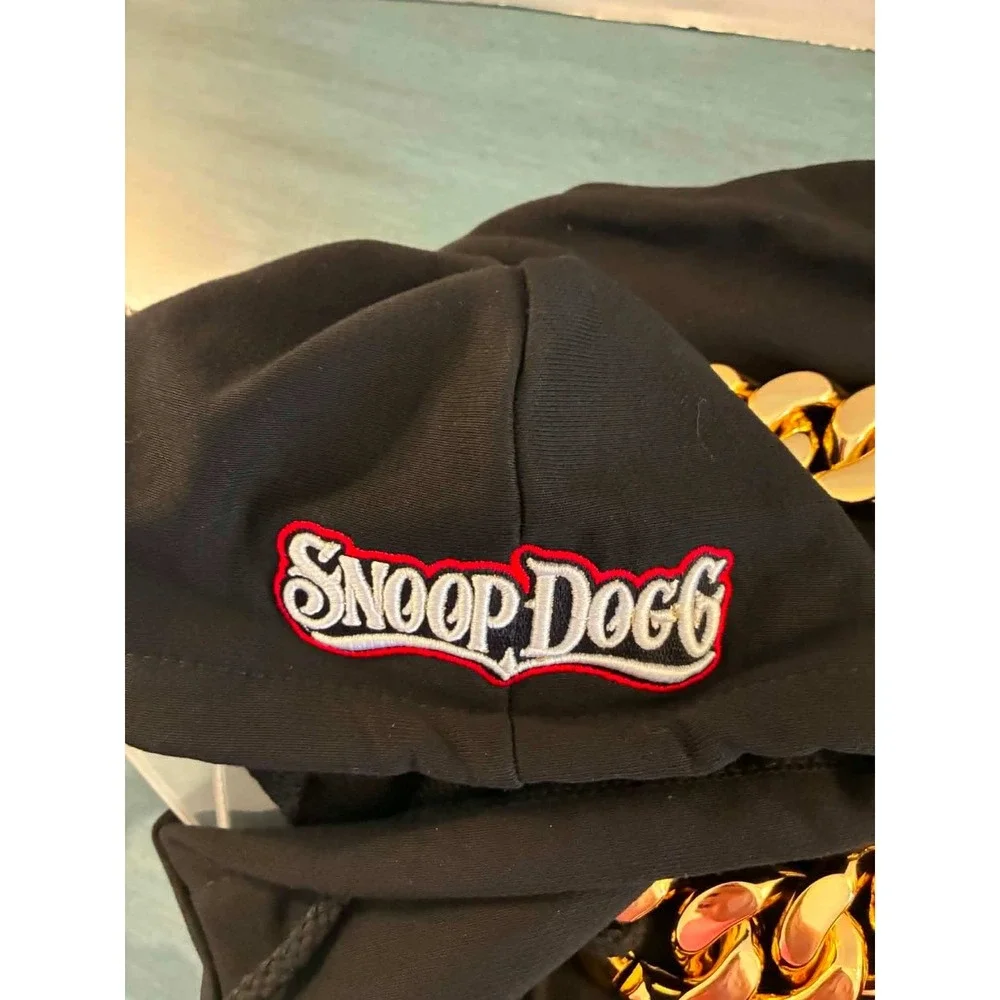 Snoop Doggie Doggs Pet Hoodie Dog Size L Black Excellent Gold Chain Streetwear